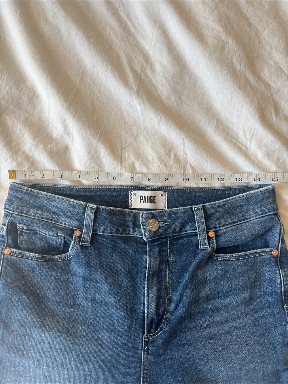 Paige Hoxton Crop Torn Hem Skinny Jeans, Medium Wash, 29 - Picture 6 of 8
